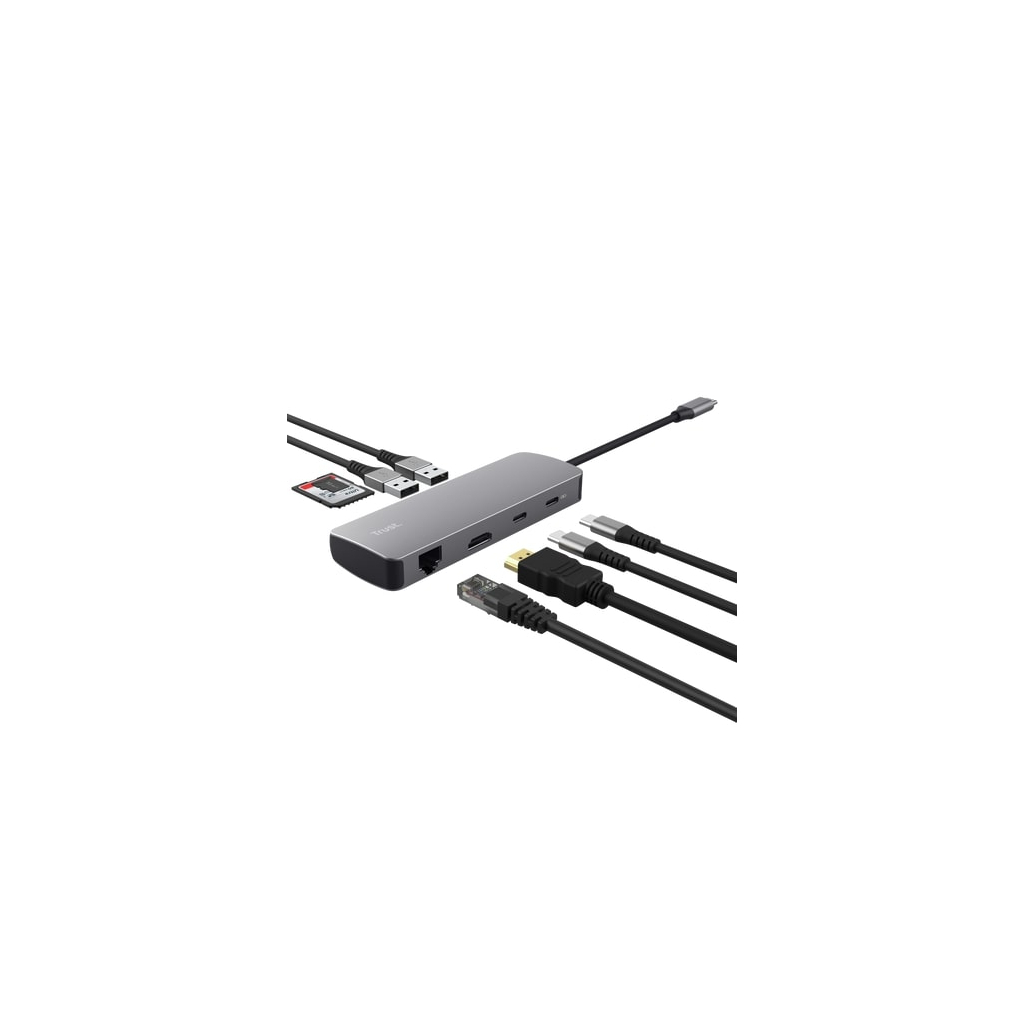 Концентратор Trust USB-C 8-in1 1xUSB-А 3.2/USB-A 2.0/2xUSB-С/HDMI/Ehernet/SD/microSD aluminium 0.15m grey (25672_TRUST) Концентратор Trust USB-C 8-in1 1xUSB-А 3.2/USB-A 2.0/2xUSB-С/HDMI/Ehernet/SD/microSD aluminium 0.15m grey (25672_TRUST)