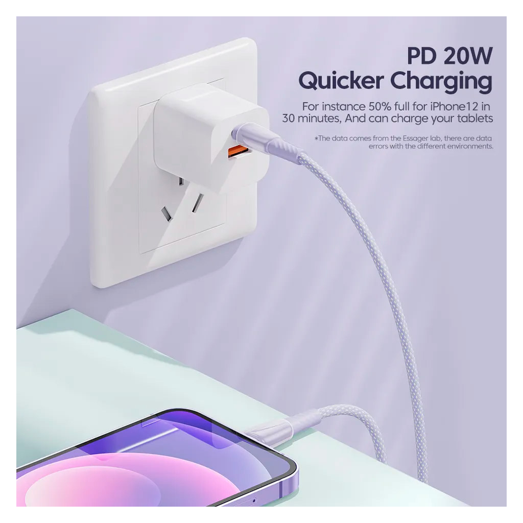 Дата кабель USB-C to Lightning 1.0m 3A purple Essager (EXCTL-CH05) Дата кабель USB-C to Lightning 1.0m 3A purple Essager (EXCTL-CH05)