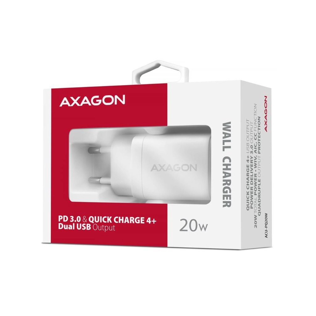 Зарядний пристрій AXAGON 1xUSB QC3.0 + 1xUSB-C PD20W white (ACU-PQ20W) Зарядний пристрій AXAGON 1xUSB QC3.0 + 1xUSB-C PD20W white (ACU-PQ20W)