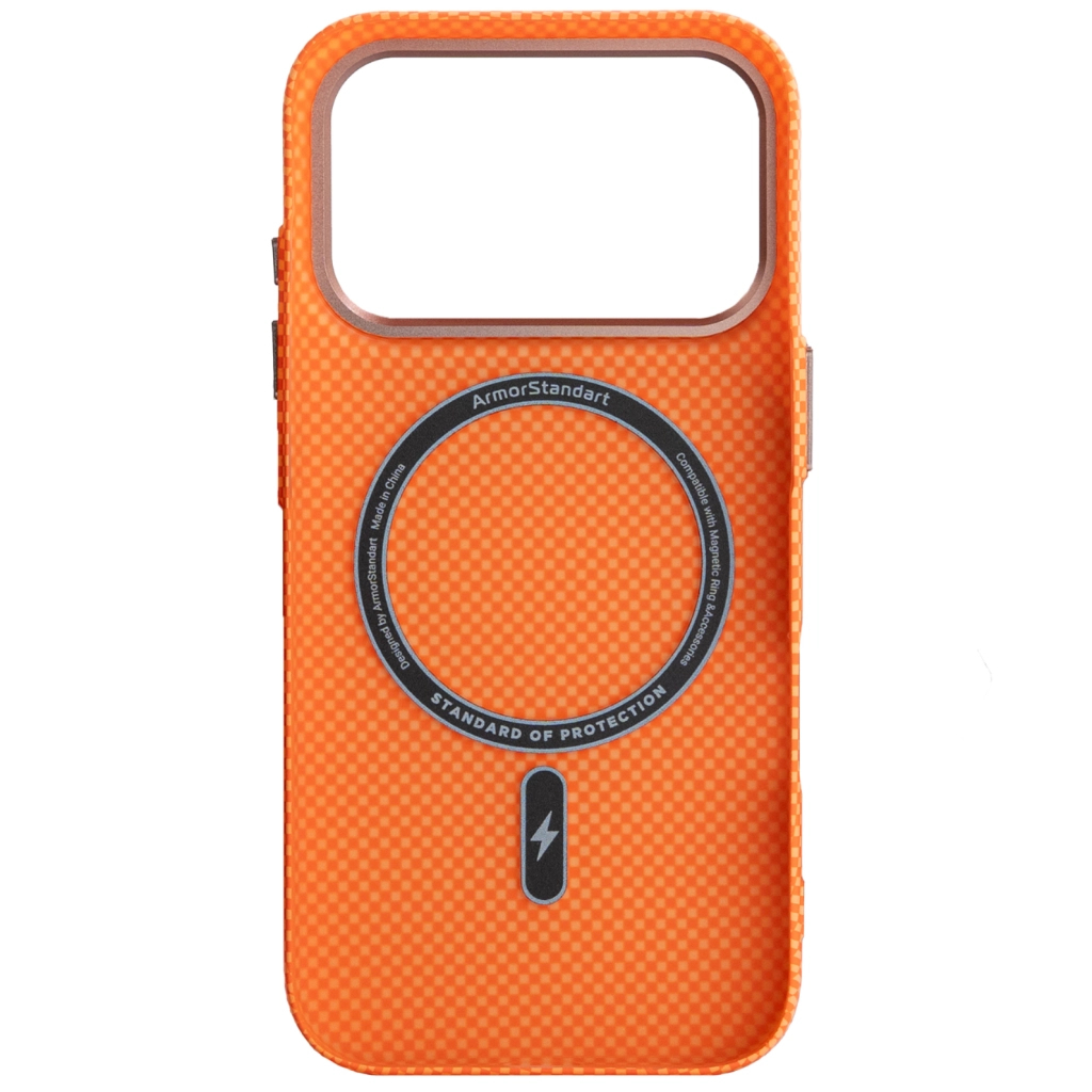 Чохол до мобільного телефона Armorstandart LikeCarbon2 SE MagCase Apple iPhone 17 Pro Kevlar Orange Rose Gold (ARM89168)