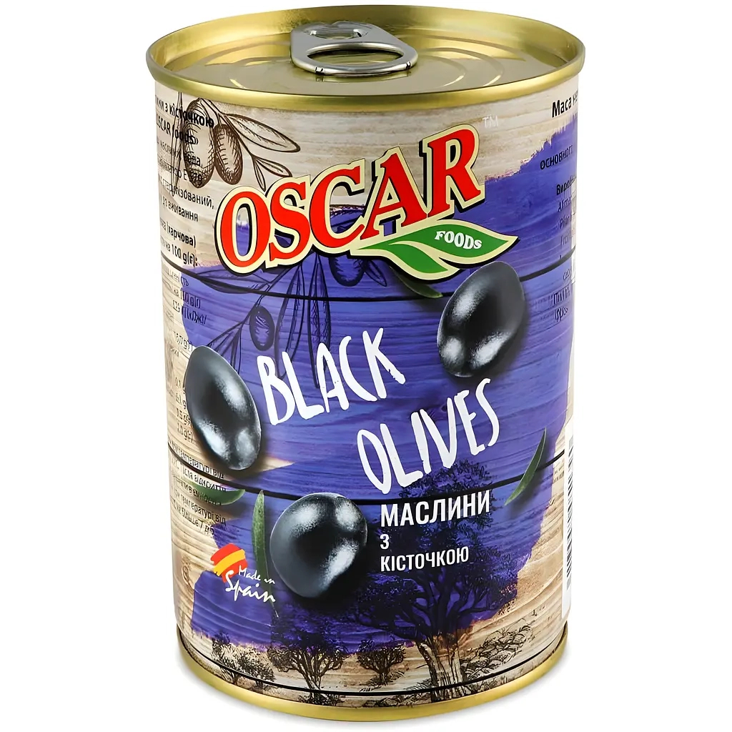 Овочева консервація Oscar foods Маслини з кісточкою 400 г (8413552051390)