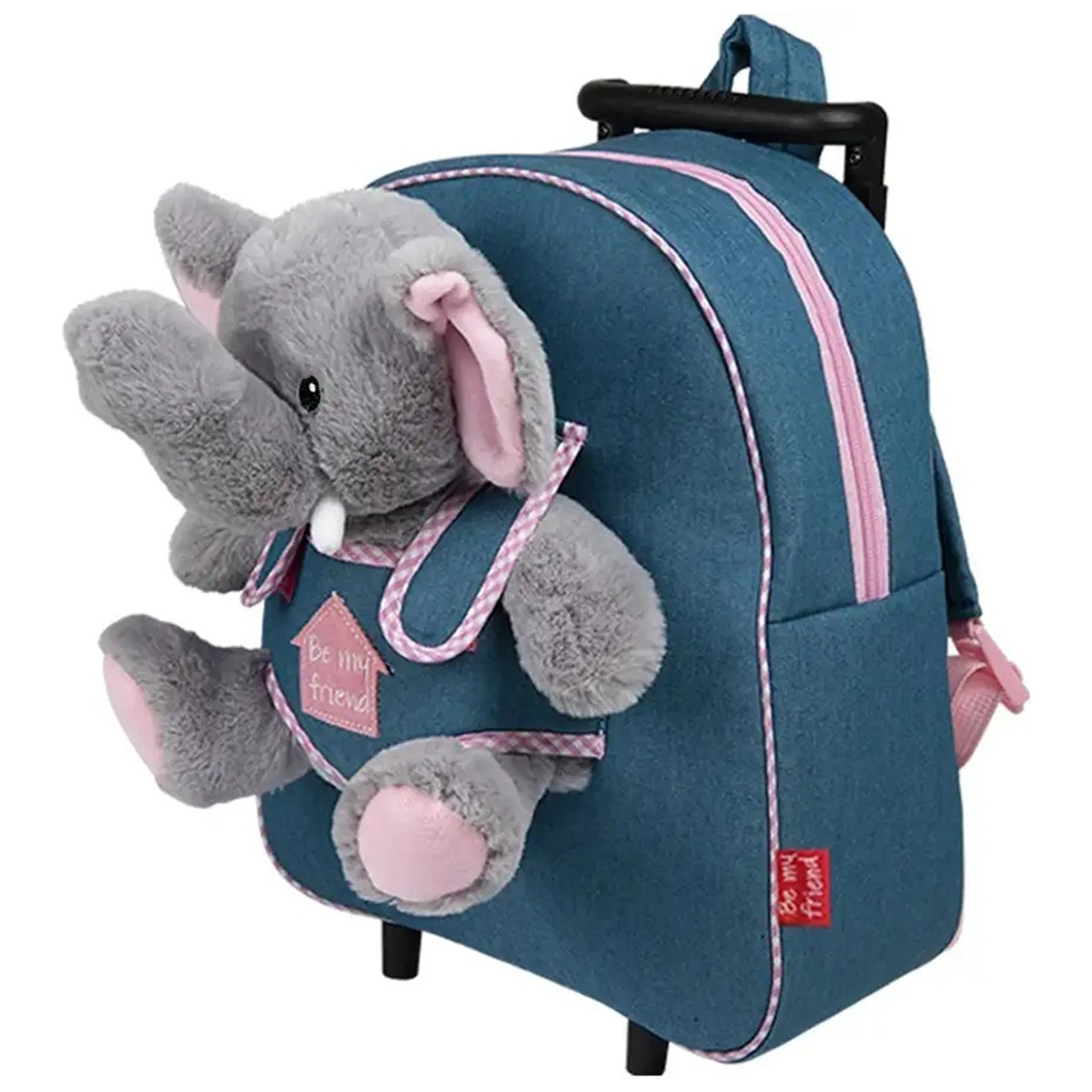 Рюкзак дитячий Perletti Toys Allie Elephant з м''якою іграшкою на колесах, джинсовий (P13033)