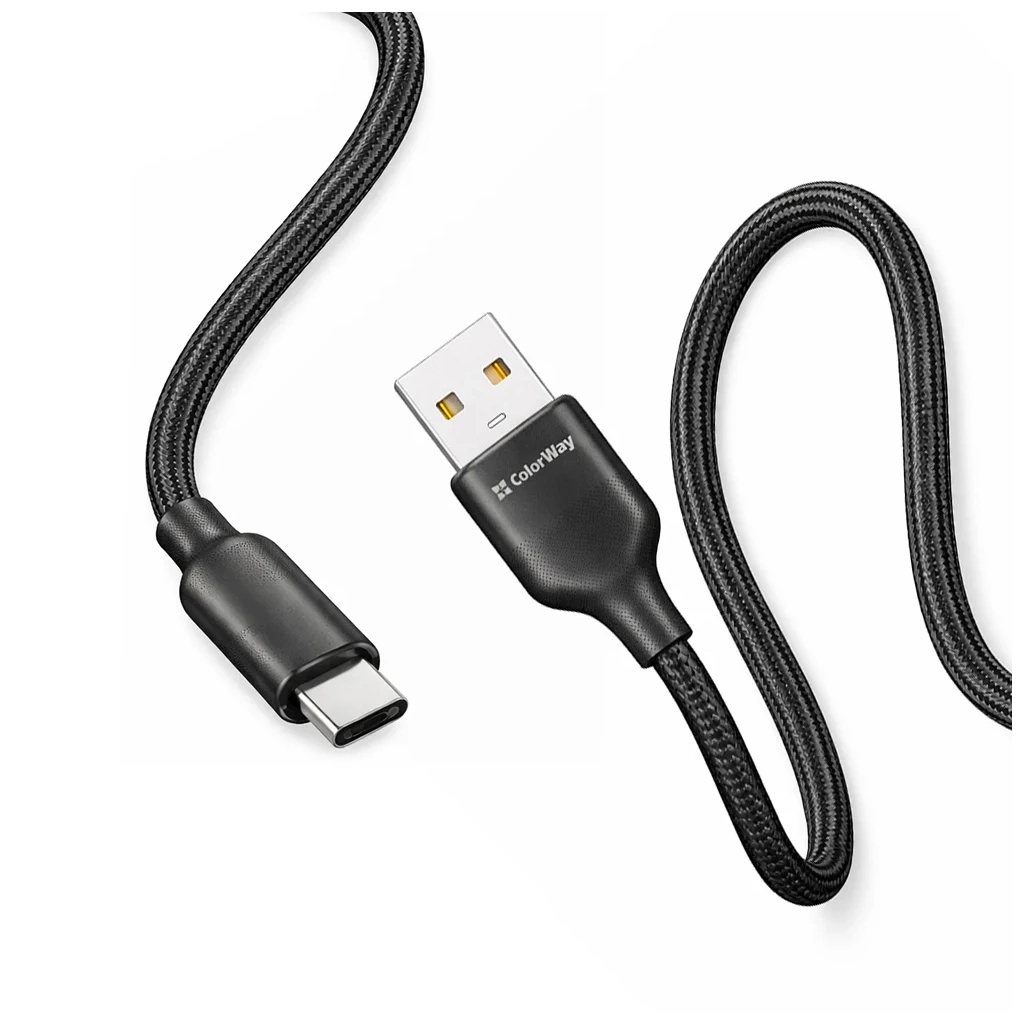 Дата кабель USB 2.0 AM to USB-C 1.0m 3A TPE embossed black ColorWay (CW-CBUC101-BK) Дата кабель USB 2.0 AM to USB-C 1.0m 3A TPE embossed black ColorWay (CW-CBUC101-BK)