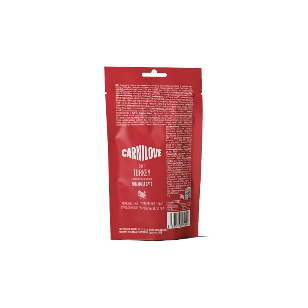 Ласощі для котів Carnilove Soft Snack Turkey with Catnip 50 г (8595602582549)