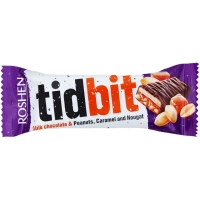 Bar Roshen chocolate Tidbit with nougat and soft caramel with peanuts 50 g (30392)