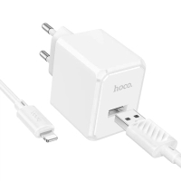 Зарядний пристрій HOCO CS11A USB + cable USB to Lightning white (6942007603577)