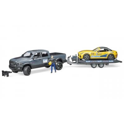 Масштабна модель автомобіля Bruder джип Dodge RAM 2500 з причепом-евакуатором і родстером (02504)