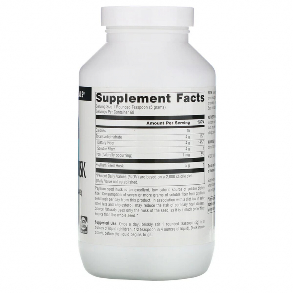 Трави Source Naturals Порошок з лушпиння насіння подорожника, Psyllium Husk Powder (SNS-00779)