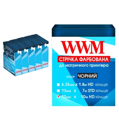 Ribbon for printers 10mm x 10m Refill HD k. Black*5pcs WWM (R10.10H5)