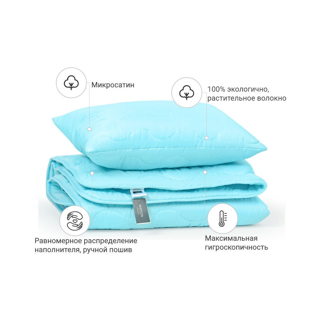 Ковдра MirSon Набір Бавовняний №1706 Eco Light BLue Ковдра 172х205 + подуш (2200002656337)