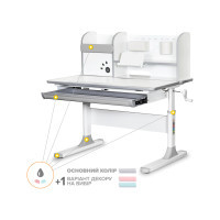 Парта Mealux Edmonton Multicolor Grey з поліцею (BD-610 W/МС + G з полицею)
