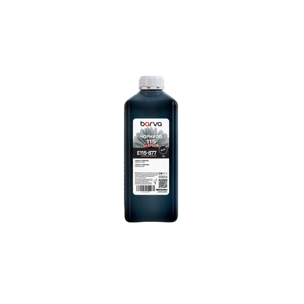 Чорнило Barva Epson 115 1л, BК pigmented (E115-877) Чорнило Barva Epson 115 1л, BК pigmented (E115-877)