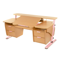 Desk Pondi Ergonomic transformer with 2 pedestals Beech-pink (BK411RZ)