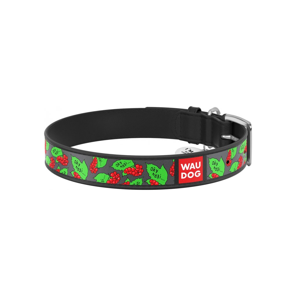 Нашийник для тварин WAUDOG Design з QR паспортом "Калина" XL Ш 35 мм Д 46-59 см (чорний) (3606-0228-01)