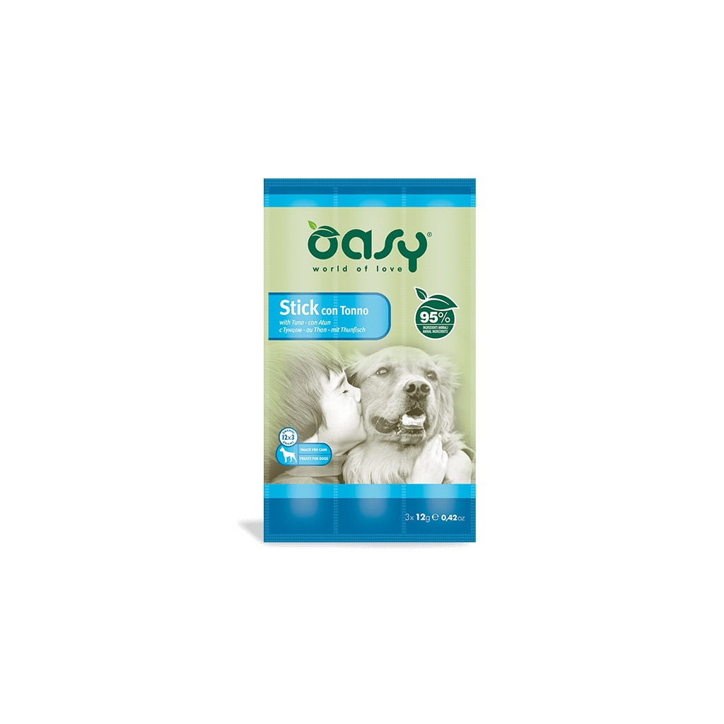 Ласощі для собак OASY Stick м'ясні палички з тунцем 36 г (8054329510285)