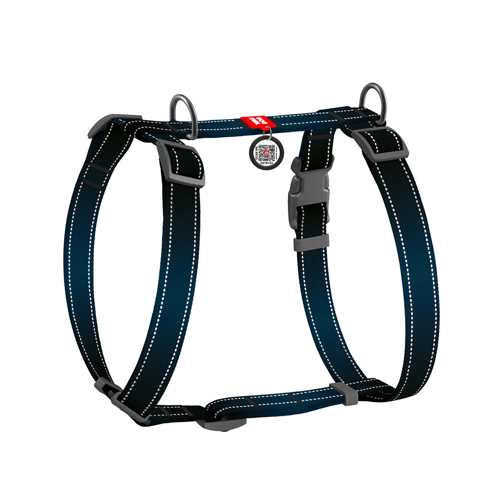 Шлея для собак WAUDOG Nylon Mono з QR-паспортом, пластиковий фастекс L чорна (52741)