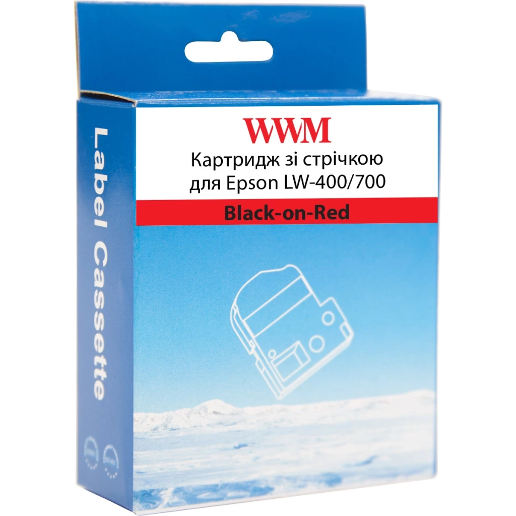 Стрічка для принтера етикеток WWM для Epson LW-400/700 12mm х 8m Black-on-Red (WWM-SC12R)