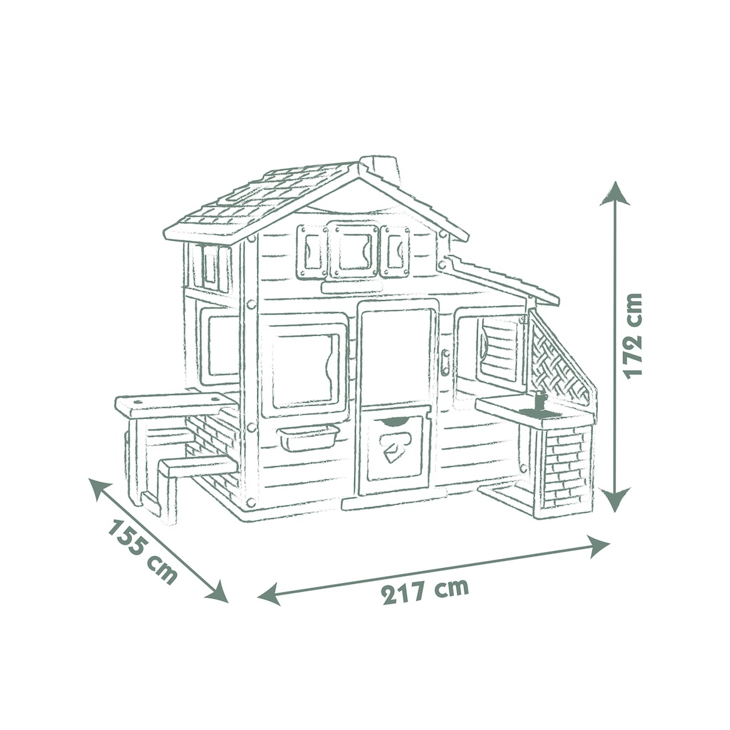 Ігровий будиночок Smoby Life для друзiв з лiтньою кухнею, дверним дзвiнком та столиком, 217х155х172 см (7600810207)