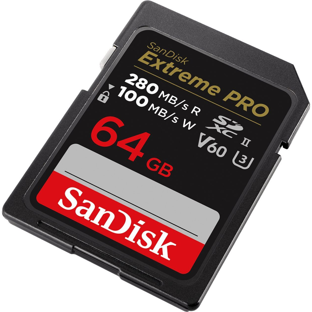 Карта пам'яті SanDisk 64GB SD class 10 UHS-I U3 V60 R280/W100MB/s Extreme PRO (SDSDXEP-064G-GN4IN) Карта пам'яті SanDisk 64GB SD class 10 UHS-I U3 V60 R280/W100MB/s Extreme PRO (SDSDXEP-064G-GN4IN)