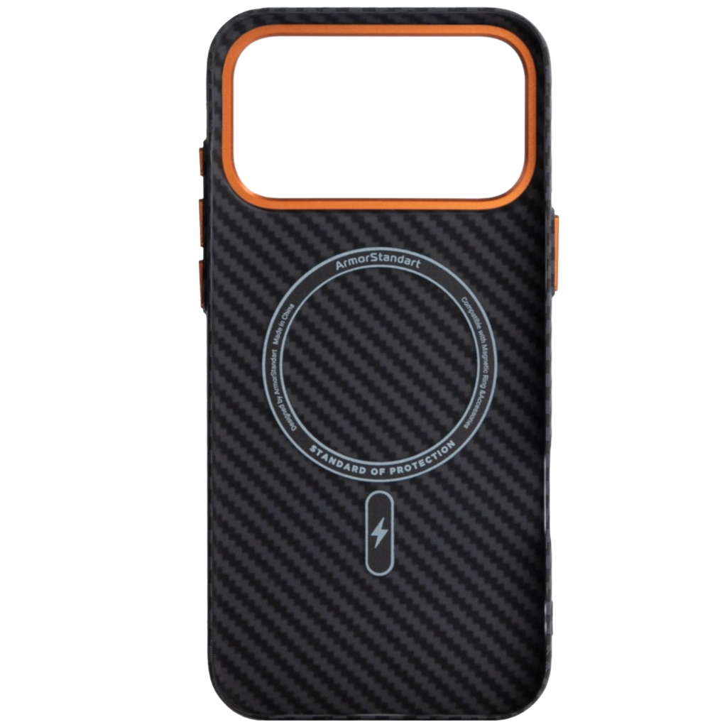 Чохол до мобільного телефона Armorstandart LikeCarbon2 SE MagCase Apple iPhone 17 Pro Max Black Orange (ARM89162)