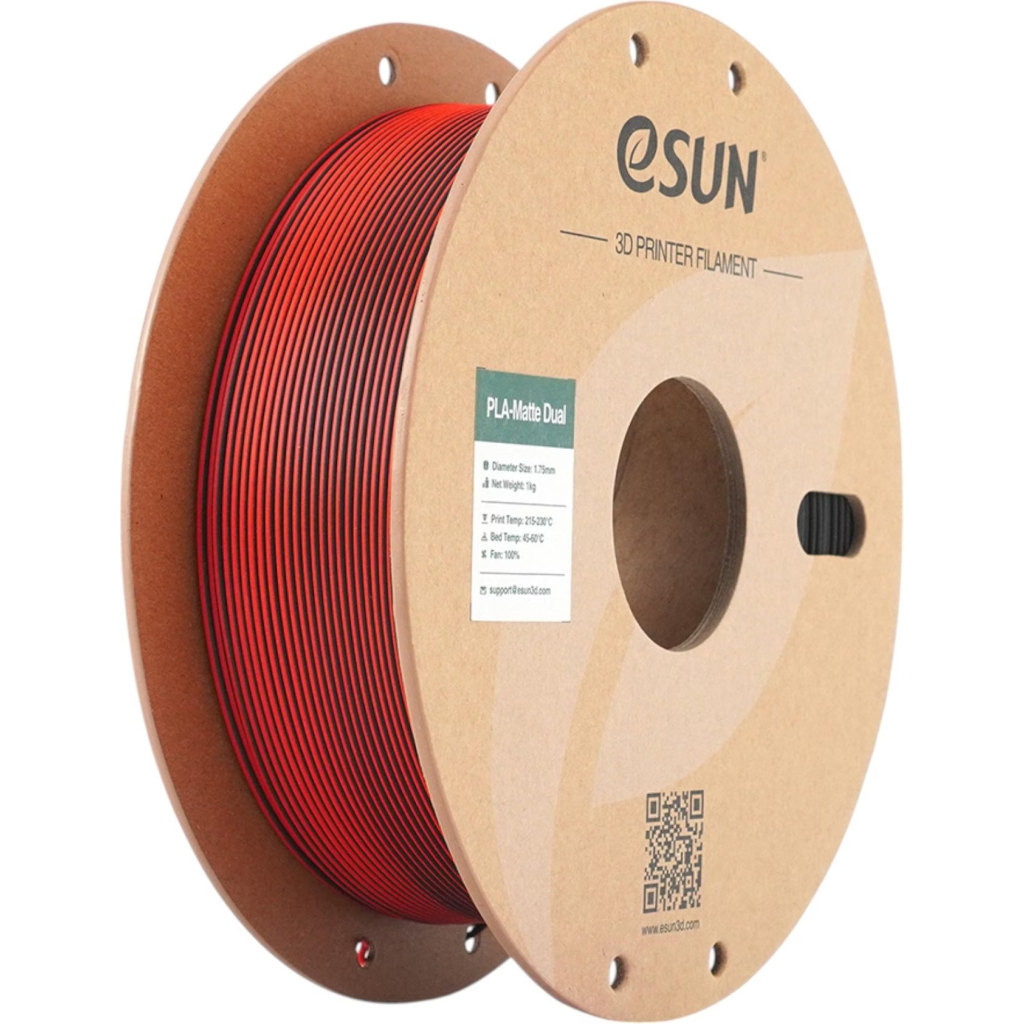 Пластик для 3D-принтера eSUN PLA matte dual 1,75mm 1kg RED BLACK (PLA-MTD175B-BR1P1)