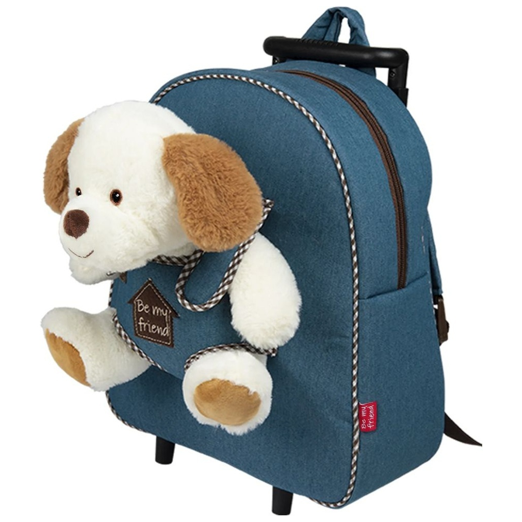 Рюкзак дитячий Perletti Toys Duff Dog з м''якою іграшкою на колесах, джинсовий (P13034)
