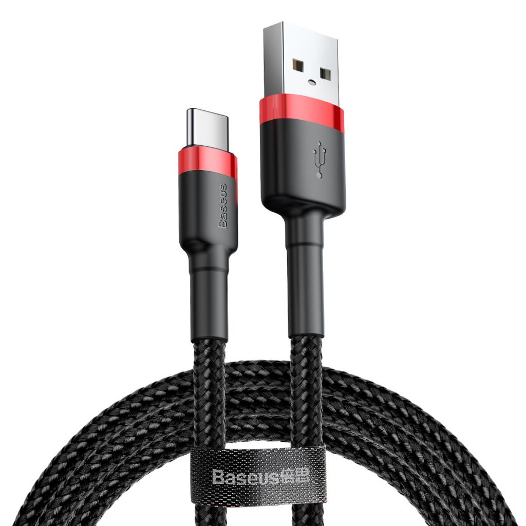 Дата кабель USB 2.0 AM to USB-C 1.0m Cafule 3A red+black Baseus (CATKLF-B91)
