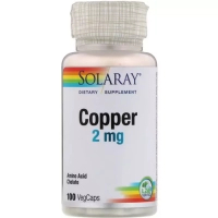 Minerals Solaray Copper, Copper, 2 mg, 100 capsules (SOR-45931)