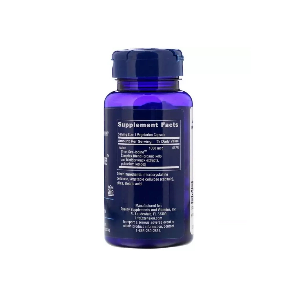 Мінерали Life Extension Морський Йод, Sea-Iodine 1000 мкг, 60 вегетаріанських капсул (LEX-17406)