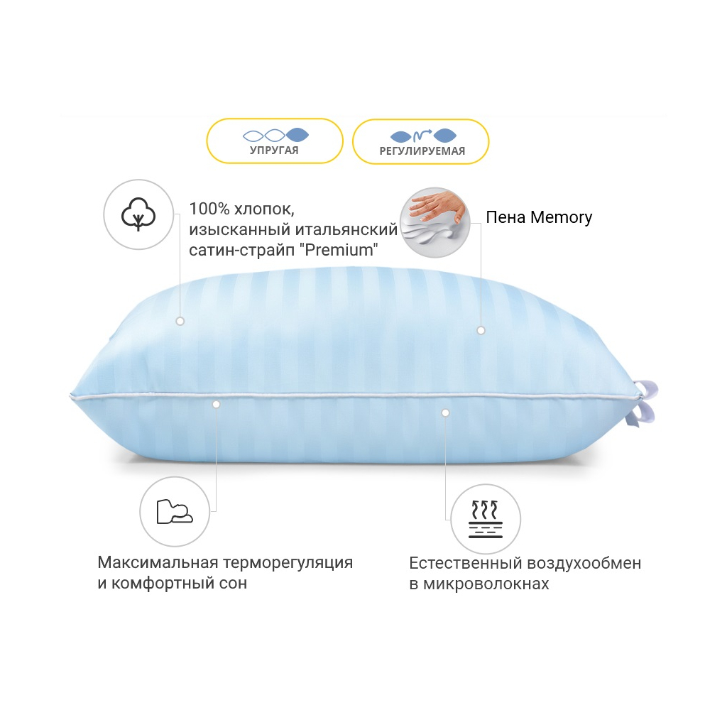 Подушка MirSon 1479 Valentino Hand Made memory effekt Висока 50х70 см (2200001540118) Подушка MirSon 1479 Valentino Hand Made memory effekt Висока 50х70 см (2200001540118)