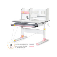 Парта Mealux Edmonton Multicolor Pink з поліцею (BD-610 W/МС + PN з полицею)