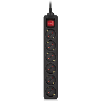 Мережевий фільтр живлення REAL-EL RS-6 Protect M 1.8m, black (EL122300032)