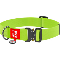 Collar for animals WAUDOG Waterproof with QR passport XXL W 40 mm L 43-70 cm (green) (28015)