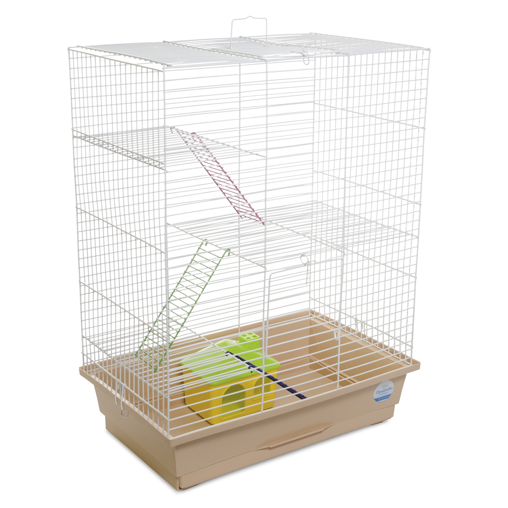 Клітка для гризунів Природа Нюра з будиночком 45x60x29 см біла/бежева (4823082415243)
