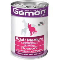 Консерви для собак Gemon Dog Wet Medium Adult шматочки з яловичиною та печінкою 415 г (8009470387859)