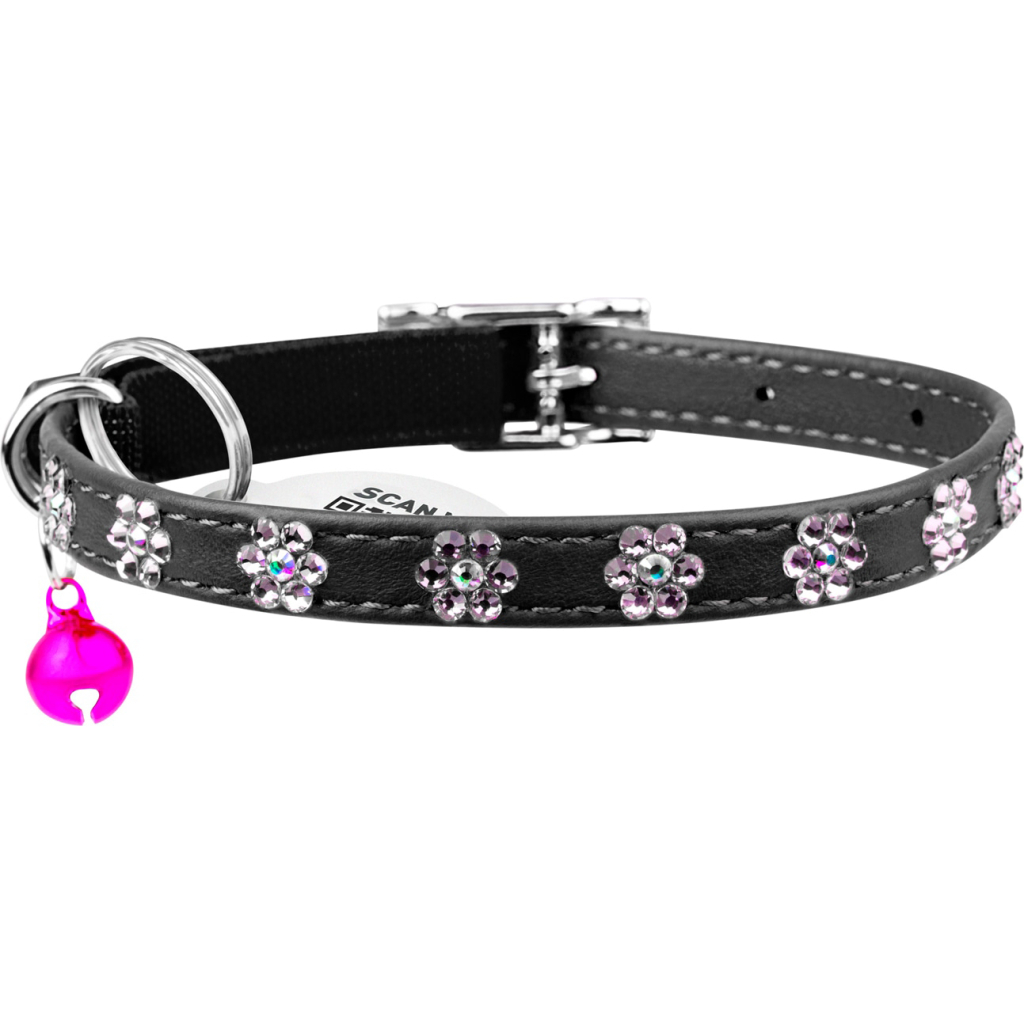 Нашийник для тварин WAUDOG GLAMOUR "Квіточка" з резинкою і стразами для кішок (чорний) (32551) Нашийник для тварин WAUDOG GLAMOUR "Квіточка" з резинкою і стразами для кішок (чорний) (32551)