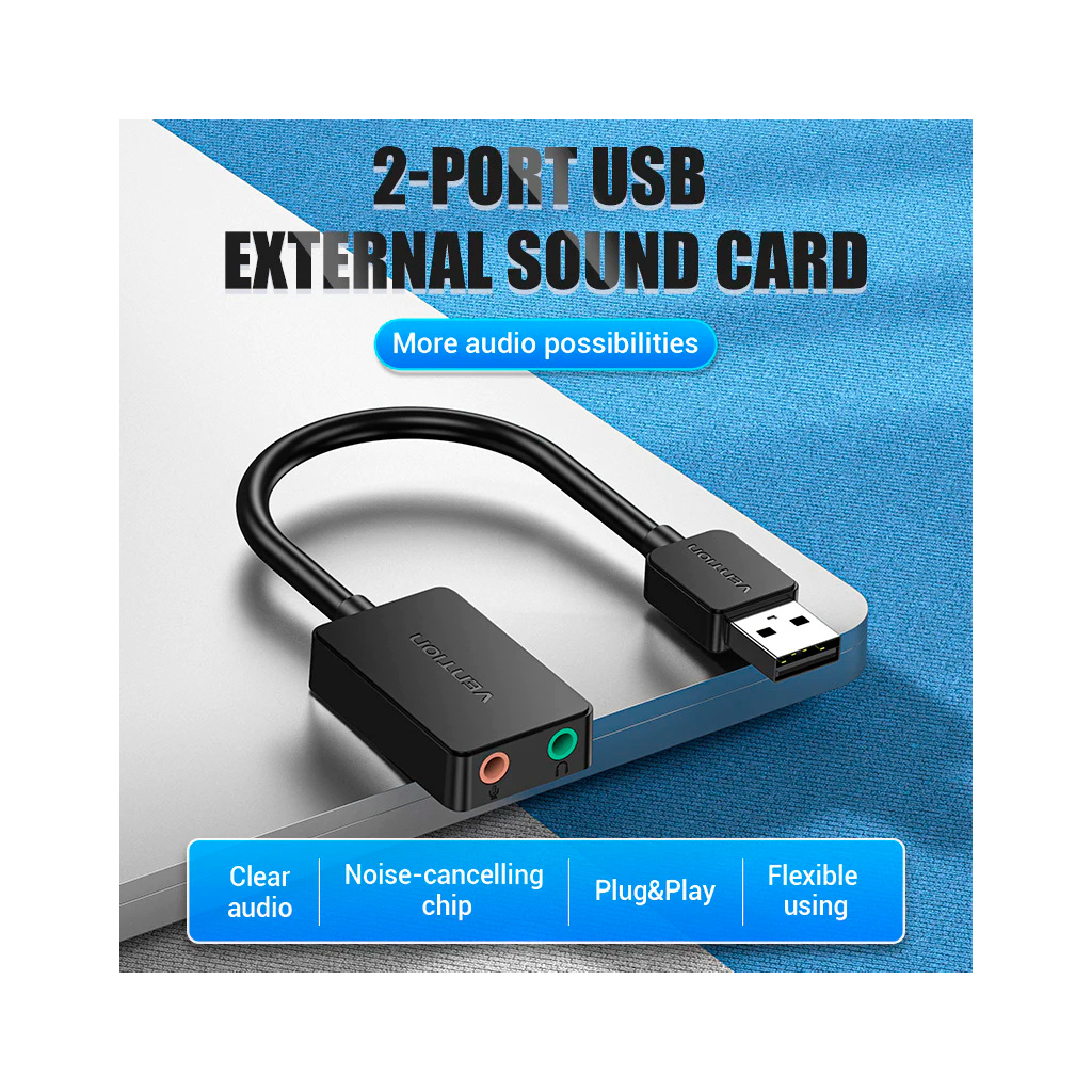Звукова плата VENTION Audio USB 2х3,5 мм jack 0.15m (CDYB0) Звукова плата VENTION Audio USB 2х3,5 мм jack 0.15m (CDYB0)
