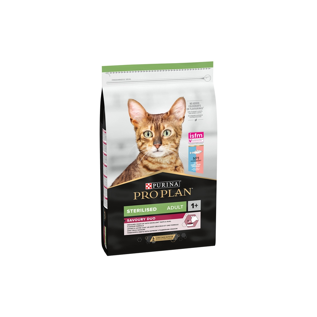 Сухий корм для кішок Purina Pro Plan Sterilised Adult 1+ Savoury Duo Після стерилізації З тріскою та фореллю 1.5 кг (7613036732413)