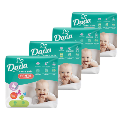 Підгузки Dada Extra Soft 4 Maxi (9-15 кг) 128 шт (4 упаковки по 32 шт) (4820174989606)