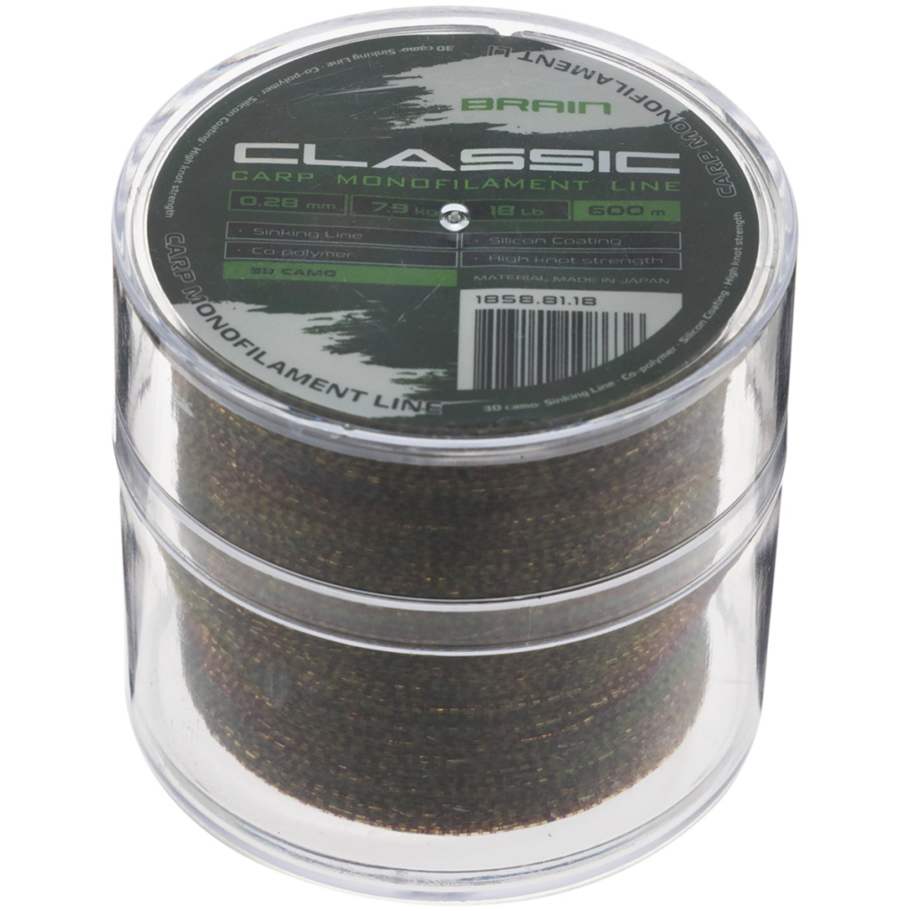 Волосінь Brain Classic Carp Line 3D (camo) 600m 0.28mm 18lb 7.9kg (1858.81.18)