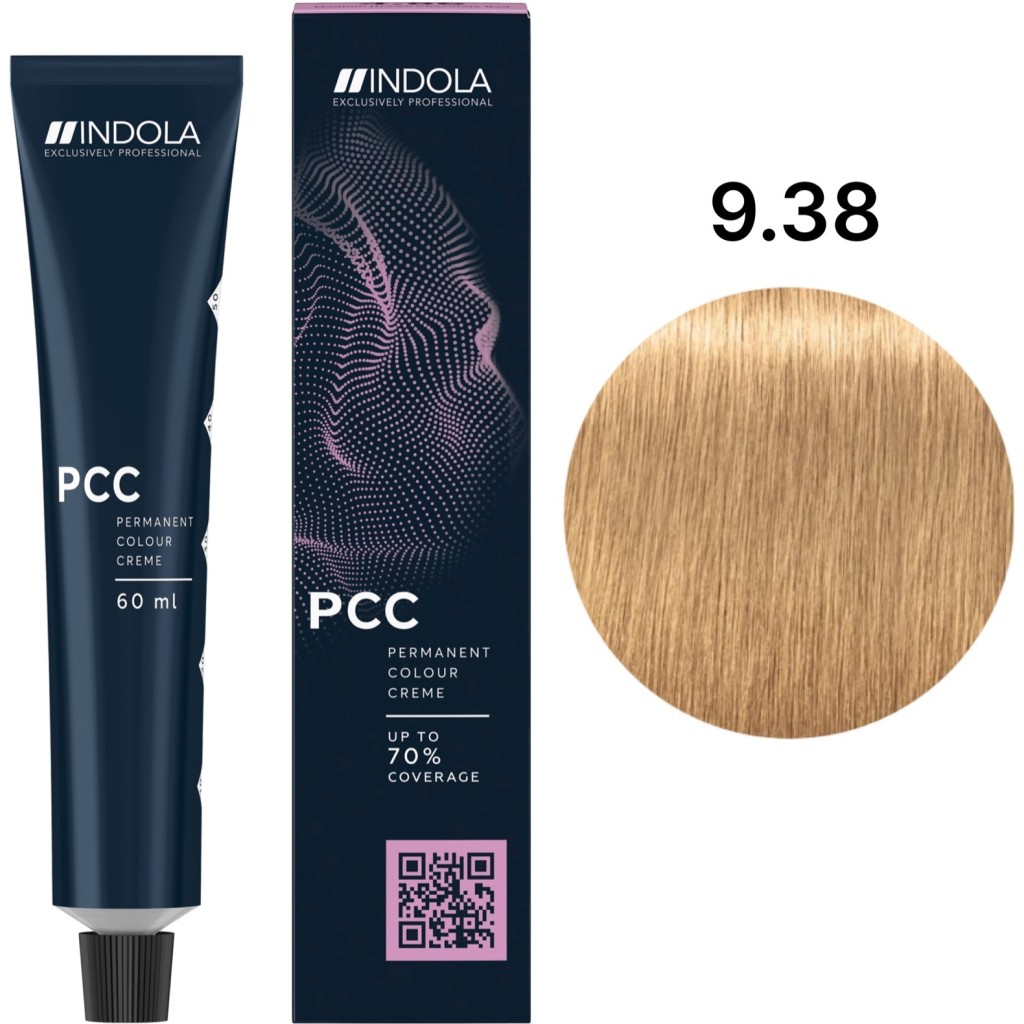 Фарба для волосся Indola Permanent Caring Color 9.38 - Дуже світлий золотистий блонд шоколадний (4045787929829)