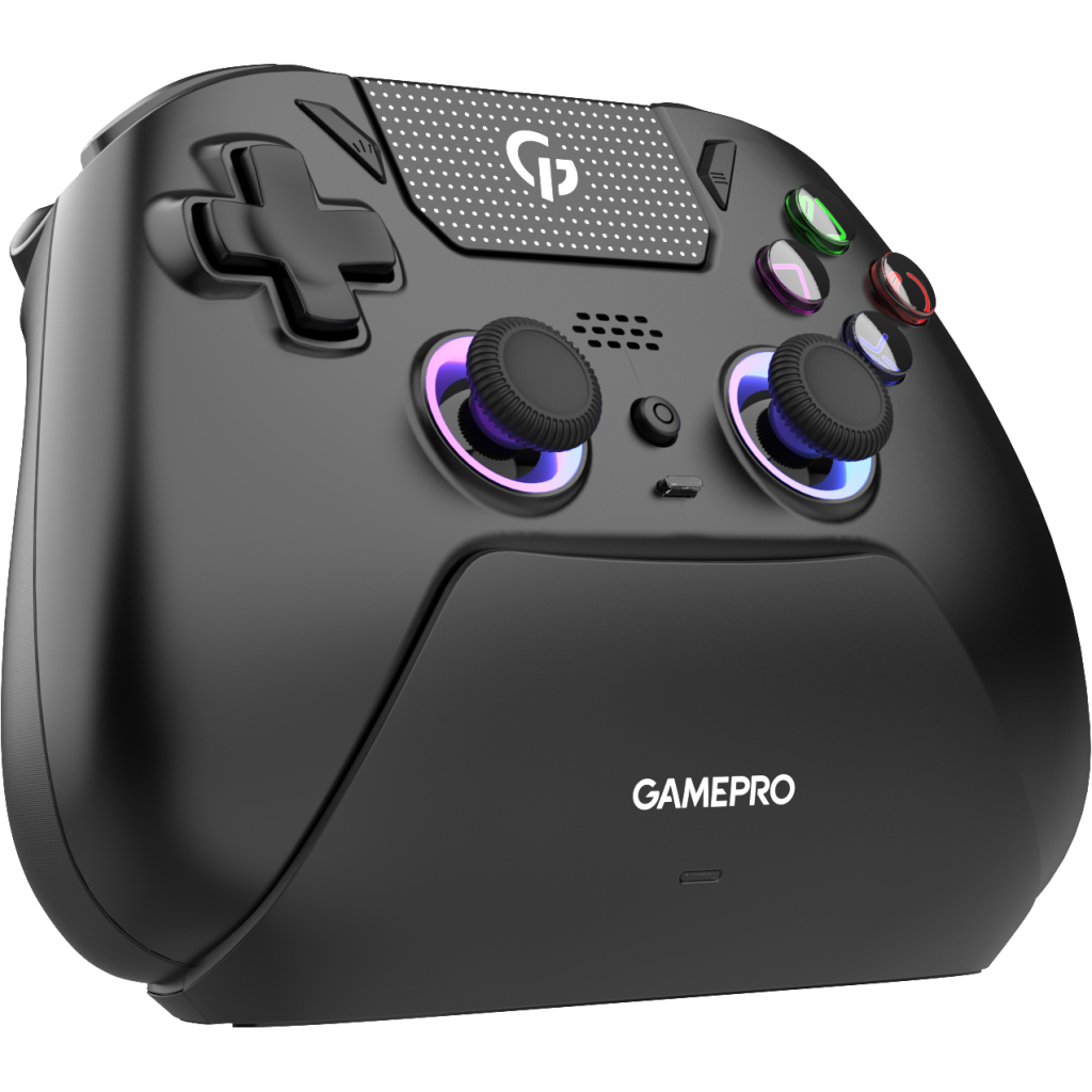 Геймпад GamePro із зарядною станцією 2.4G/BT 5.1/USB (Switch/PS/PC/iOS/Android) RGB Black (GPS20BDOC)