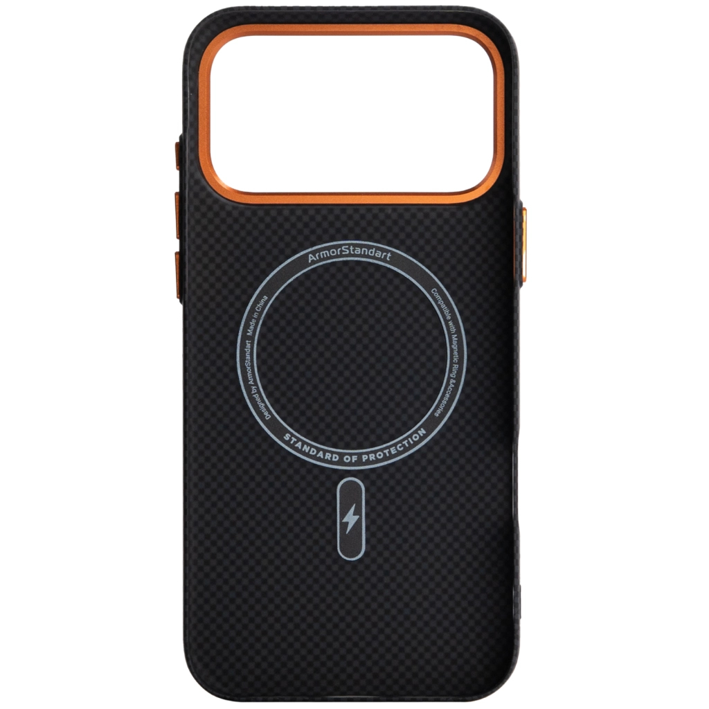 Чохол до мобільного телефона Armorstandart LikeCarbon2 SE MagCase Apple iPhone 17 Pro Max Kevlar Black Orange (ARM89165)