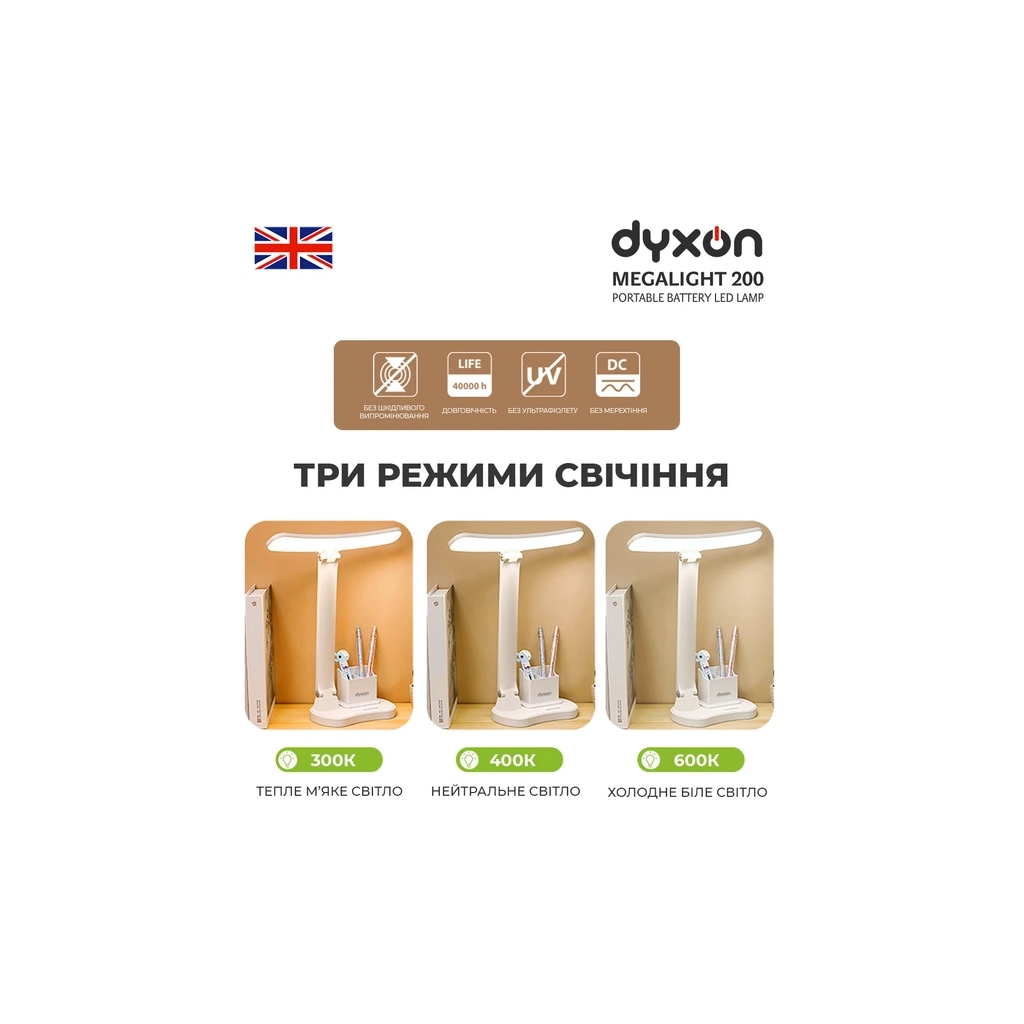 Настільна лампа DYXON MEGALIGHT 200 White (DXNLMGLGT200W)