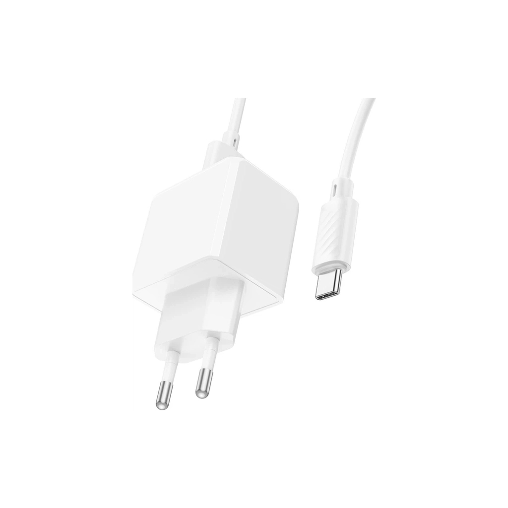 Зарядний пристрій HOCO CS11A USB + cable USB to USB-C white (6942007603614)