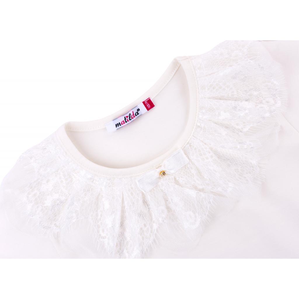 Футболка дитяча Matilda з коротким рукавом і мереживною оборкою (5603-140G-beige)