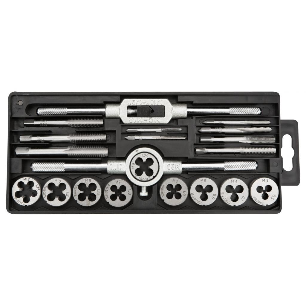 Набір інструментів Topex плашек и метчиков, M3 - M12, 20 шт (14A425) Набір інструментів Topex плашек и метчиков, M3 - M12, 20 шт (14A425)