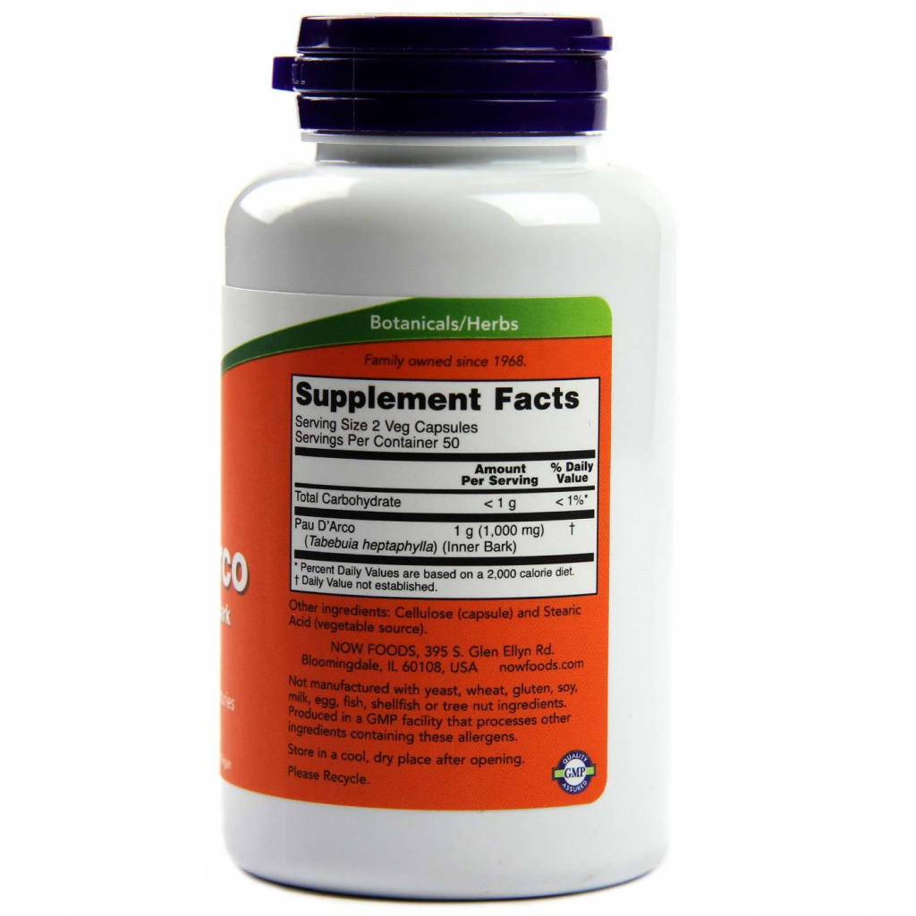 Трави Now Foods Екстракт Кори Муравиного Дерева, 100 вегетаріанських до (NF4725)