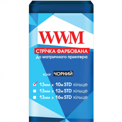 Ribbon for printers 13mm x 10m STD to Black WWM (R13.10S)