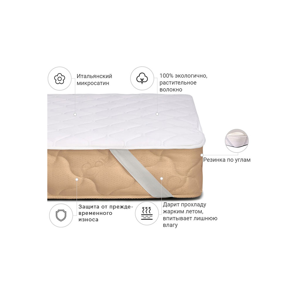 Наматрацник MirSon бавовняний Стандарт Cotton 260 180x190 см (2200000382290)